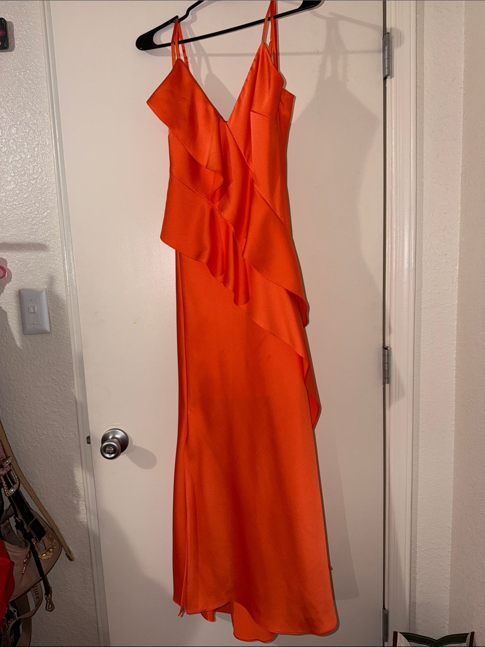 Gianni Bini Orange Ruffle Slip Maxi Dress